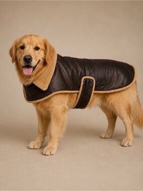 Companion Road Sherpa Fleece Dog Coat Jacket XL Brown Faux Leather Pet Apparel